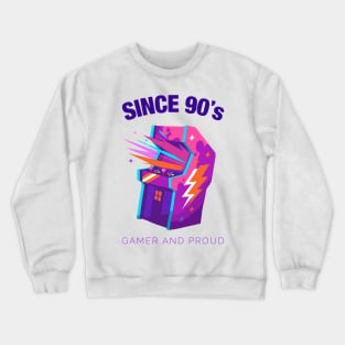 Since 90s Gamer and Proud - Gamer gift - Retro Videogame Crewneck Sweatshirt